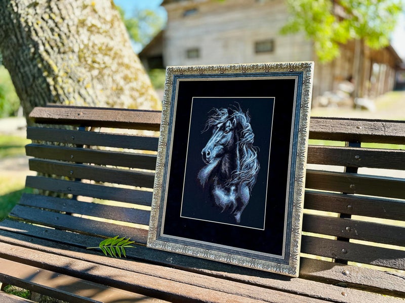 RIOLIS - Breeze Through Mane 1494, Counted Cross Stitch Kit 11,81" x17,72, Black Horse Embroidery Kit, Cross Stitch Patterns for Adults with Horse, Cross Stitch Kits for Adults Advanced & Beginners - Image 3